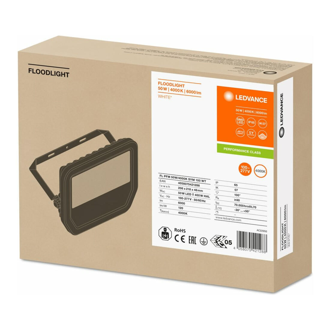 LEDVANCE LED-Fluter 4000K ws FLPFM50W4000KSYM100W