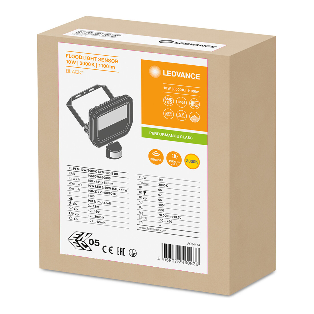 LEDVANCE LED-Fluter mit BWM 3000K schwarz FL PFM 10W3000K S BK