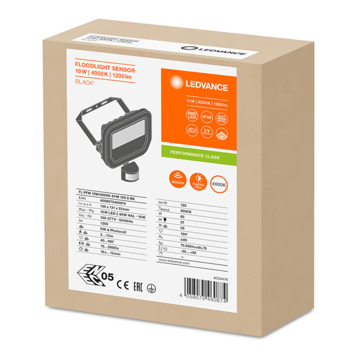 LEDVANCE LED-Fluter mit BWM 4000K schwarz FL PFM 10W4000K S BK