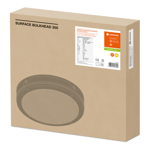 LEDVANCE LED-Wand-/Deckenleuchte 3000K, m.Sensor, sw SFBLKH30015W3000KSBK
