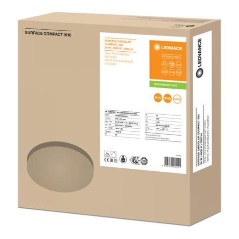 LEDVANCE LED-Wand-/Deckenleuchte 4000K IK10 SF COM 300-24-4000K