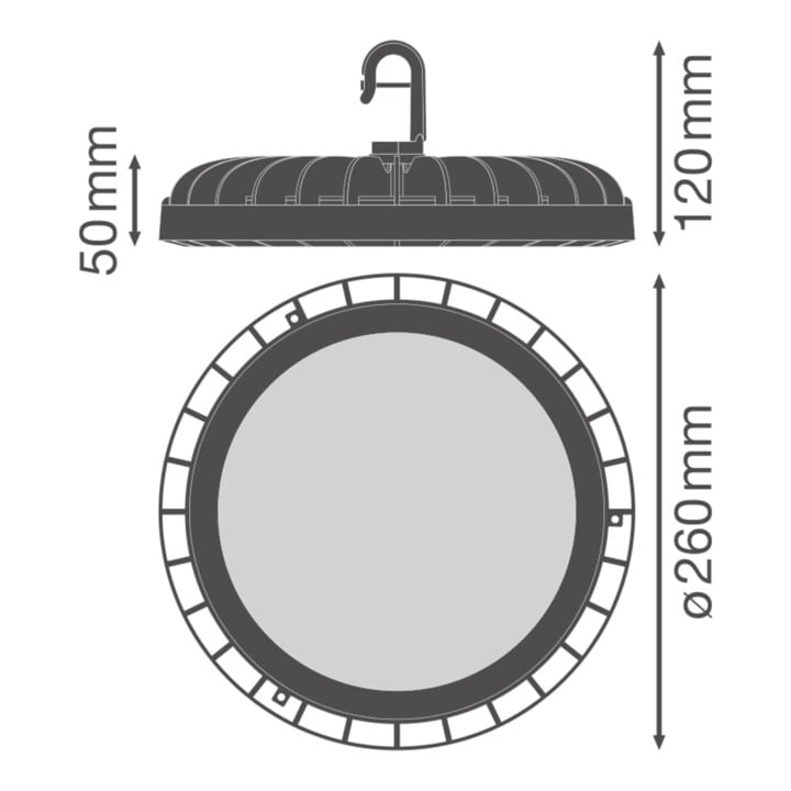 Ledvance Luminaire LED industriel HBCOMPV120WML8405065 noir verre opale IP65