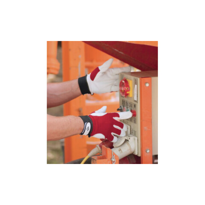 Leipold Gants EN388 Cat. II Taille 10 Nappa chèvre dos rouge fermeture velcro sur carte