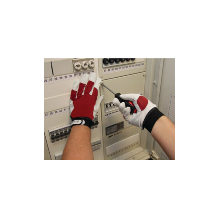 Leipold Gants EN388 Cat. II Taille 10 Nappa chèvre dos rouge fermeture velcro sur carte