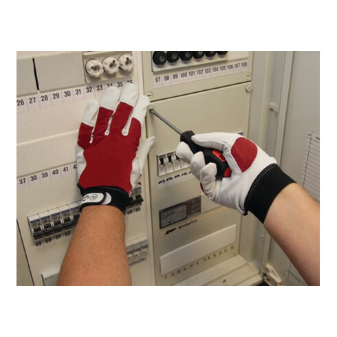 Leipold + Döhle Handschuhe mit Ziegennappa Handrücken und Klettverschluss rot