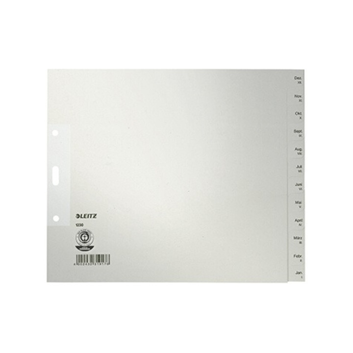 Leitz Register 12300085 DIN A4 Dez.-Jan. halbe Höhe Papier grau