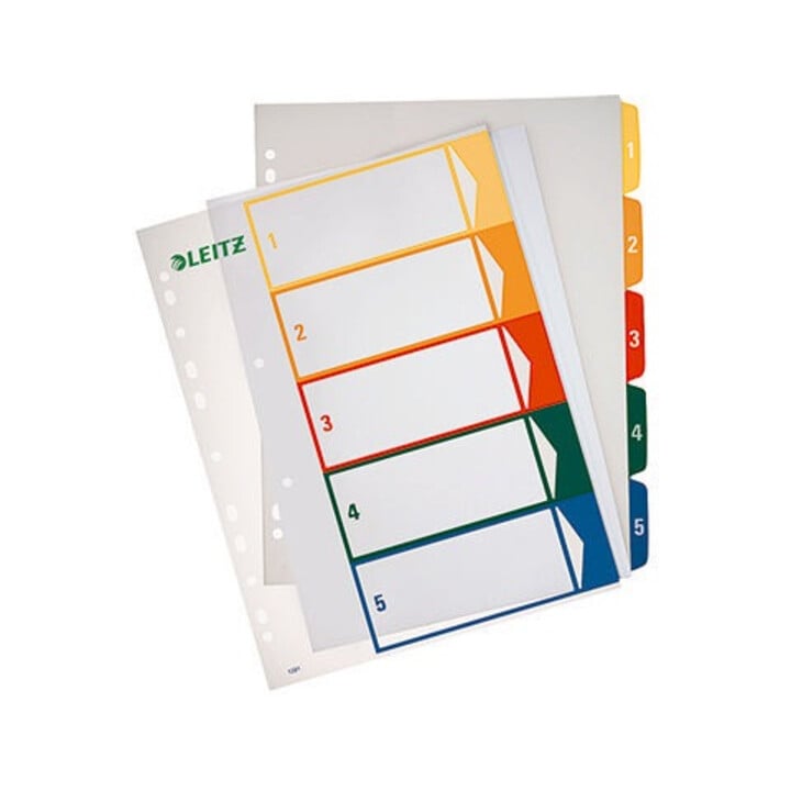 Leitz Register 12910000 DIN A4 1-5 volle Höhe PP farbig/transparent