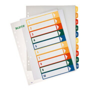 Leitz Register 12930000 DIN A4 1-10 volle Höhe PP farbig/transparent