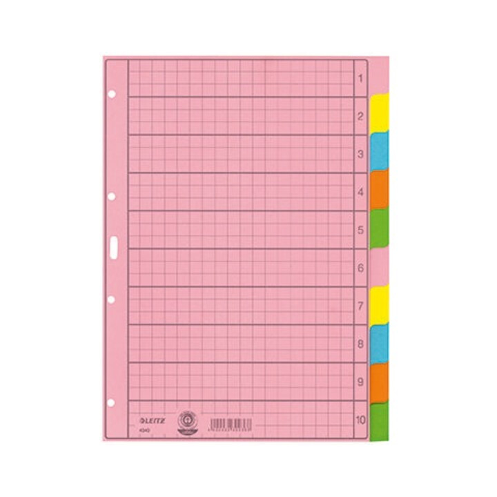Leitz Register 43400000 blanko DIN A4 10teilig Papier sortiert