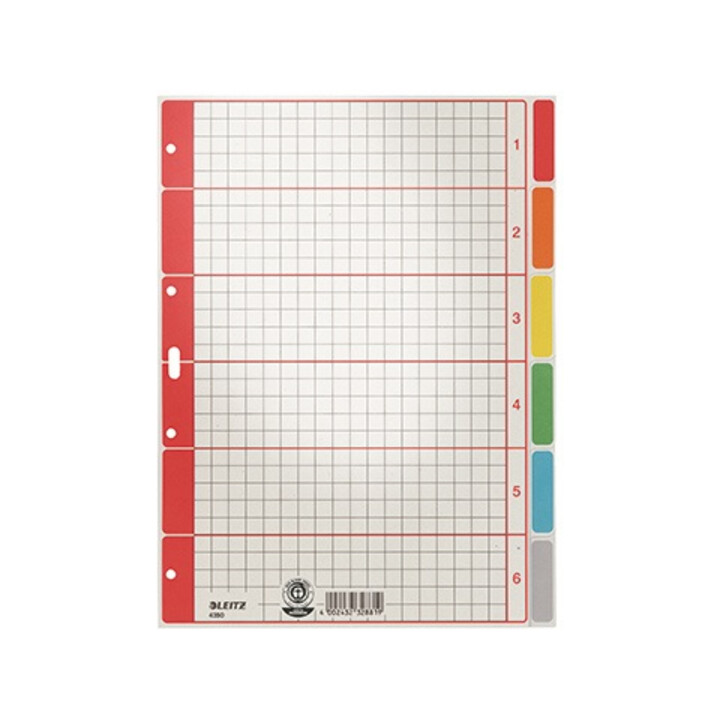 Leitz Register 43500085 blanko DIN A4 6farbig bedruckt Karton grau