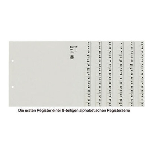 Leitz Registerserie 13080085 DIN A4 A-Z für 8Ordner halbe Höhe grau
