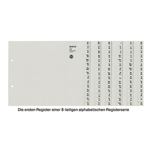 Leitz Registerserie 13080085 DIN A4 A-Z für 8Ordner halbe Höhe grau