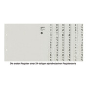 Leitz Registerserie 13240085 DIN A4 A-Z 24Ordner Tauenpapier grau
