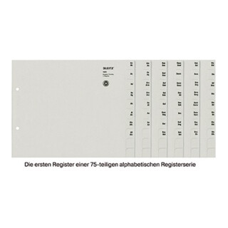 Leitz Registerserie 13510085 DIN A4 A-Z für 75Ordner Tauenpapier grau