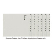 Leitz Registerserie 13510085 DIN A4 A-Z für 75Ordner Tauenpapier grau