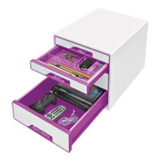 Leitz Schubladenbox WOW CUBE 52131062 4Schubfächer weiß/violett-1