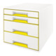 Leitz Schubladenbox WOW CUBE 52132044 4Schubfächer weiß/gelb-1