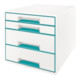 Leitz Schubladenbox WOW CUBE 52132051 4Schubfächer weiß/eisblau-1