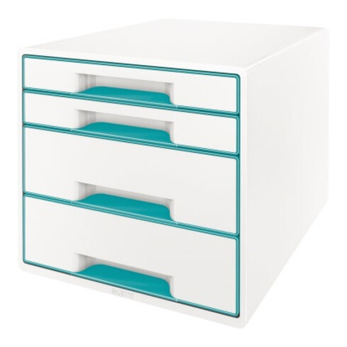 Leitz Schubladenbox WOW CUBE 52132051 4Schubfächer weiß/eisblau