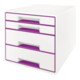 Leitz Schubladenbox WOW CUBE 52132062 4Schubfächer weiß/violett-1