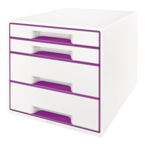 Leitz Schubladenbox WOW CUBE 52132062 4Schubfächer weiß/violett