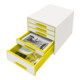 Leitz Schubladenbox WOW CUBE 52142016 5Schubfächer weiß/gelb-3
