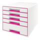 Leitz Schubladenbox WOW CUBE 52142023 5Schubfächer weiß/pink-1