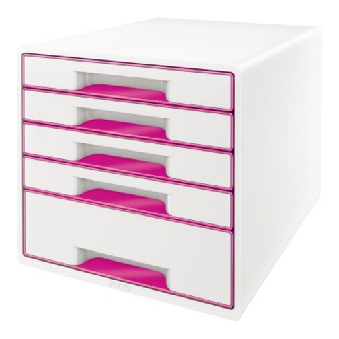 Leitz Schubladenbox WOW CUBE 52142023 5Schubfächer weiß/pink