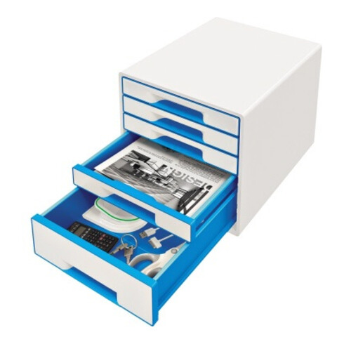 Leitz Schubladenbox WOW CUBE 52142036 5Schubfächer weiß/blau