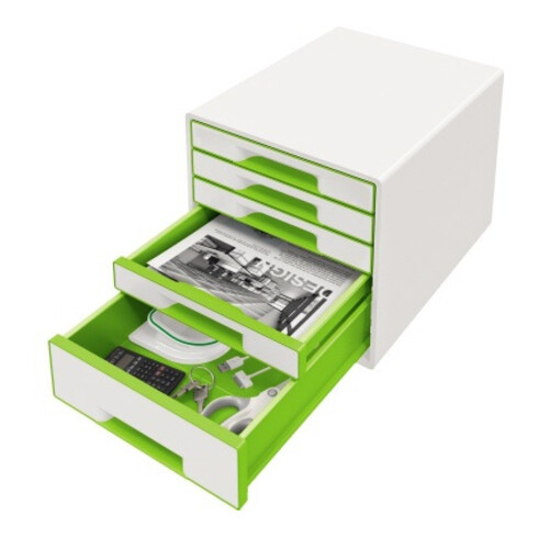Leitz Schubladenbox WOW CUBE 52142054 5Schubfächer weiß/grün