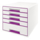Leitz Schubladenbox WOW CUBE 52142062 5Schubfächer weiß/violett-1