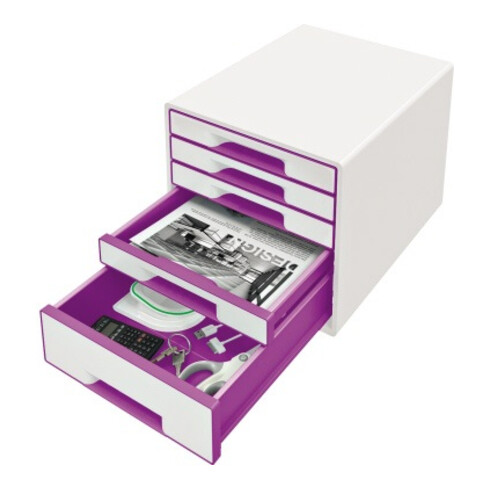Leitz Schubladenbox WOW CUBE 52142062 5Schubfächer weiß/violett