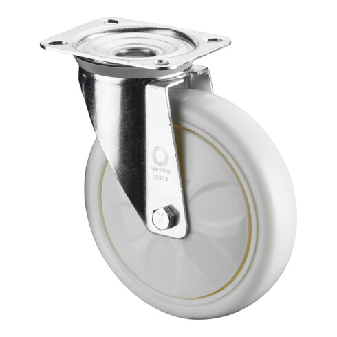 BS Rollen Lenkrolle D.125mm Trgf.300kg Ku.Platte L138xB109mm Farbe Rl.weiß