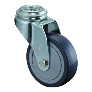Lenkrolle D.50mm Trgf.50kg m.Rückenloch Gum.grau