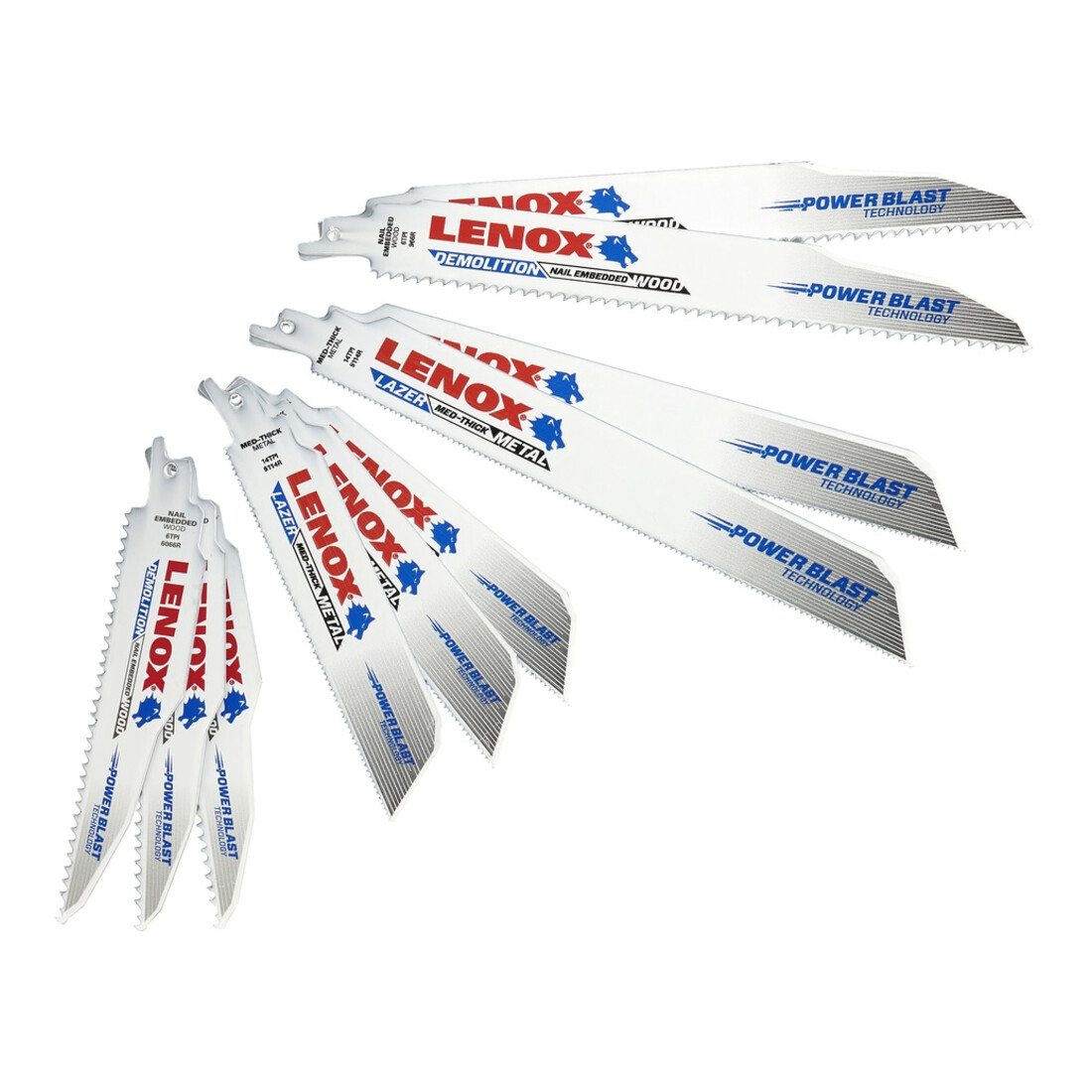 LENOX BIM jeu de lames de scie alternative 12 pcs. pour travaux de démolition 3 x 6066R, 3 x 6114R, 2 x 9114R, 2 x 966R, 2 x 960R