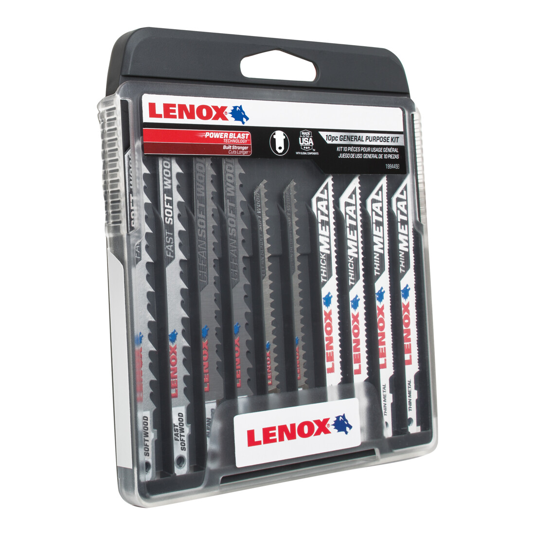 LENOX decoupeerzaagbladen set universeel 10 delig, T-as, inclusief doos: 2 x C450T, 2 x C416T, 2 x C320TS, 2 x B314T, 2 x B324T