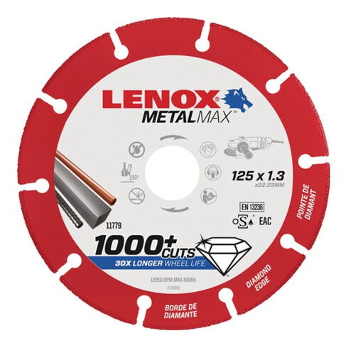 Lenox Disco da taglio diamantato Metal Max Ø125mm, foratura Ø22,23mm, acciaio