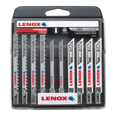 LENOX Stichsägeblätter-Set Universal 10-tlg., U-Schaft, inklusive Box: 2 x C450U, 2 x C416U, 2 x C320US, 2 x B314U, 2 x B324U