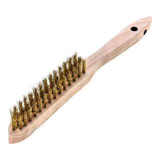Lessmann Brosse à main fil ondulé laiton 0,35 mm 2 rangs