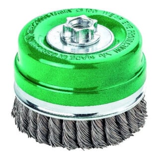 Lessmann Brosse boisseau Fil INOX 0,50 mm,⌀ brosse x filetage: 80XM14 mm