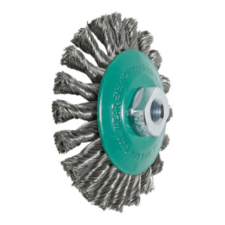 LESSMANN Conische borstel gebogen RVS-draad 0,50 mm, Borstel-⌀ D1 x schroefdraad M: 125XM14 mm