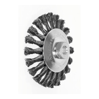 LESSMANN Conische borstel gebogen Staaldraad 0,50 mm, Borstel-⌀ D1 x schroefdraad M: 125XM14mm