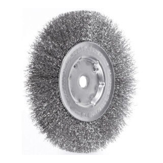 LESSMANN Enkelrijige ronde borstel RVS-draad 0,30 mm, Borstel-⌀ D1xborstelbreedte: 150X14 mm