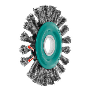 LESSMANN Ronde borstel Afwisselend gedraaid, RVS-draad 0,50 mm, Borstel-⌀ D1xboring-⌀ d1 / schroefdraad M: 115X22 mm