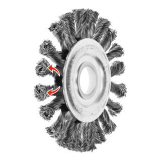 LESSMANN Ronde borstel Afwisselend gedraaid, staaldraad 0,50 mm, Borstel-⌀ D1xboring-⌀ d1 / schroefdraad M: 115X22mm
