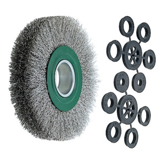 LESSMANN Ronde draadborstel (groen) RVS-draad 0,30 mm, Borstel-⌀ D1xbezettingsbreedte L1: 150X30mm