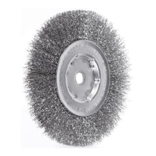 LESSMANN Spazzola circolare a 1 fila filo in inox 0,30mm, Ø150 x l=14mm