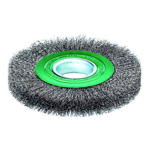 LESSMANN Spazzola circolare con foro (verde) filo in inox 0,30mm, Ø178 x l=23mm