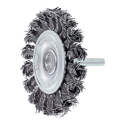 LESSMANN Spazzola circolare con gambo, filo in acciaio intrecciato 0,50mm, Modello: 75x10