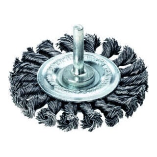 LESSMANN Spazzola circolare con gambo, filo in acciaio intrecciato 0,50mm, Modello: 75x10